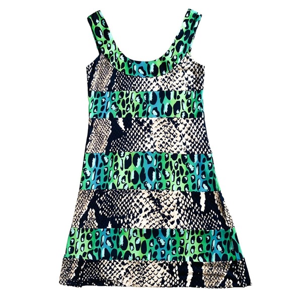 DIANE Von FURSTENBERG 100% Jersey Silk Animal Print Dress Stretch Open Back Sz 4 - Picture 3 of 12